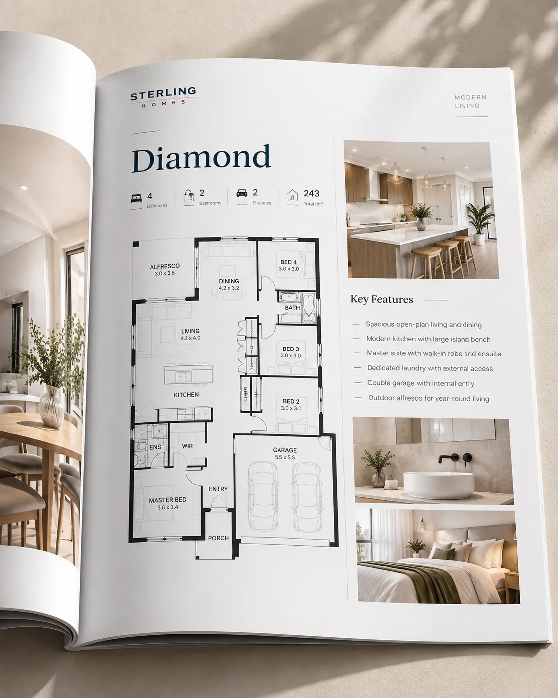 Sterling Homes — Brochure — Diamond floor plan and key features